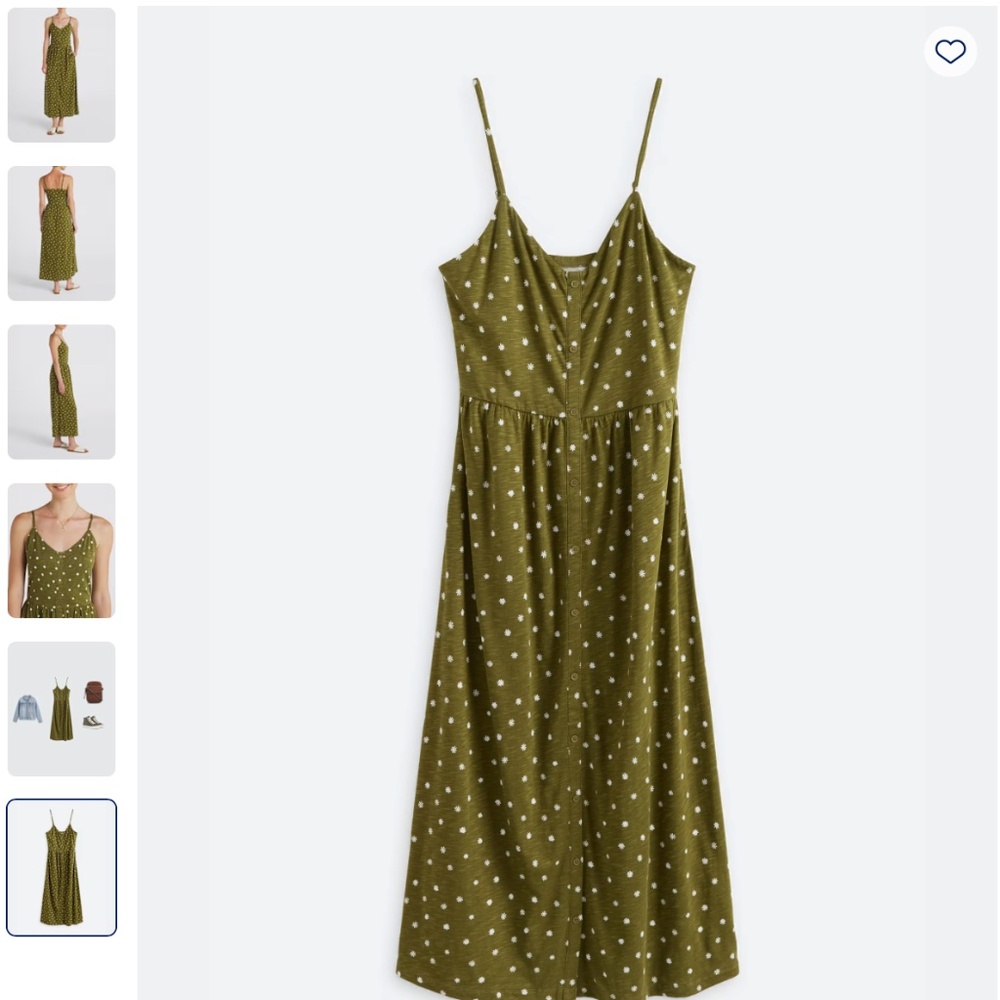 Market & Spruce Mira Spaghetti Strap Maxi Dress M Olive Green Floral Pockets - Picture 9 of 10